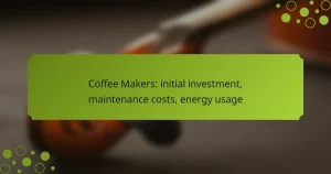 Coffee Makers: initial investment, maintenance costs, energy usage
