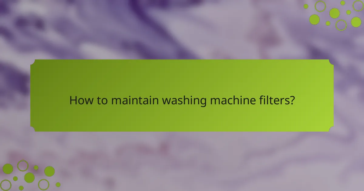 How to maintain washing machine filters?