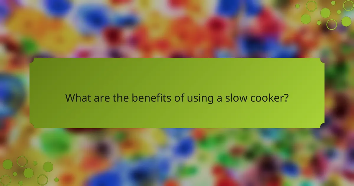 What are the benefits of using a slow cooker?