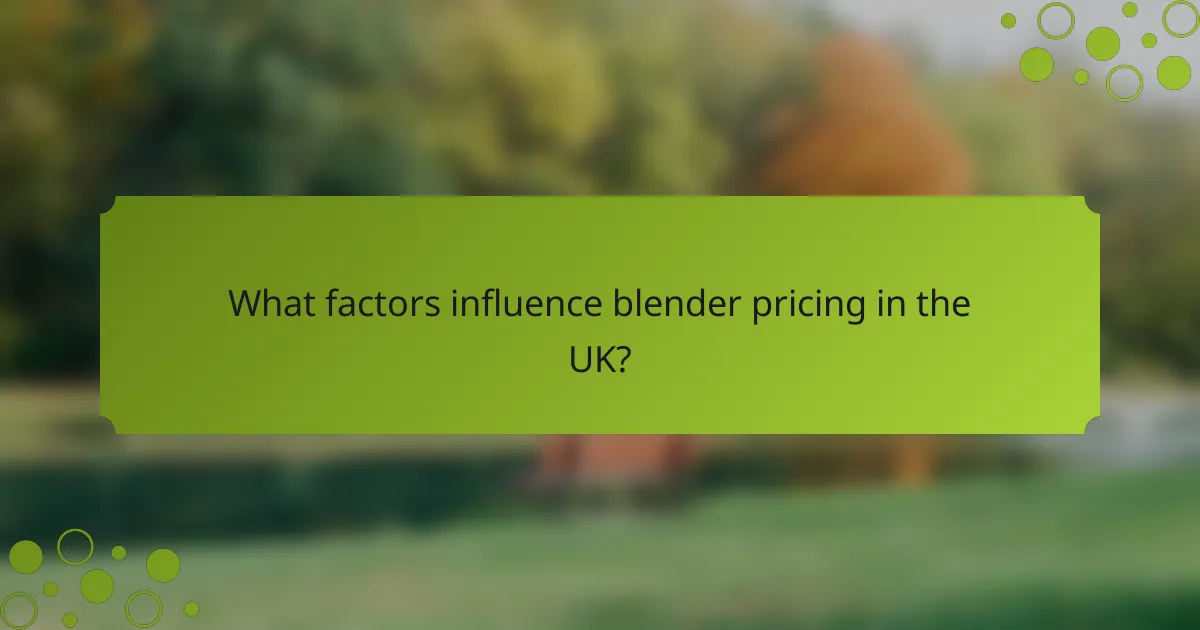 What factors influence blender pricing in the UK?